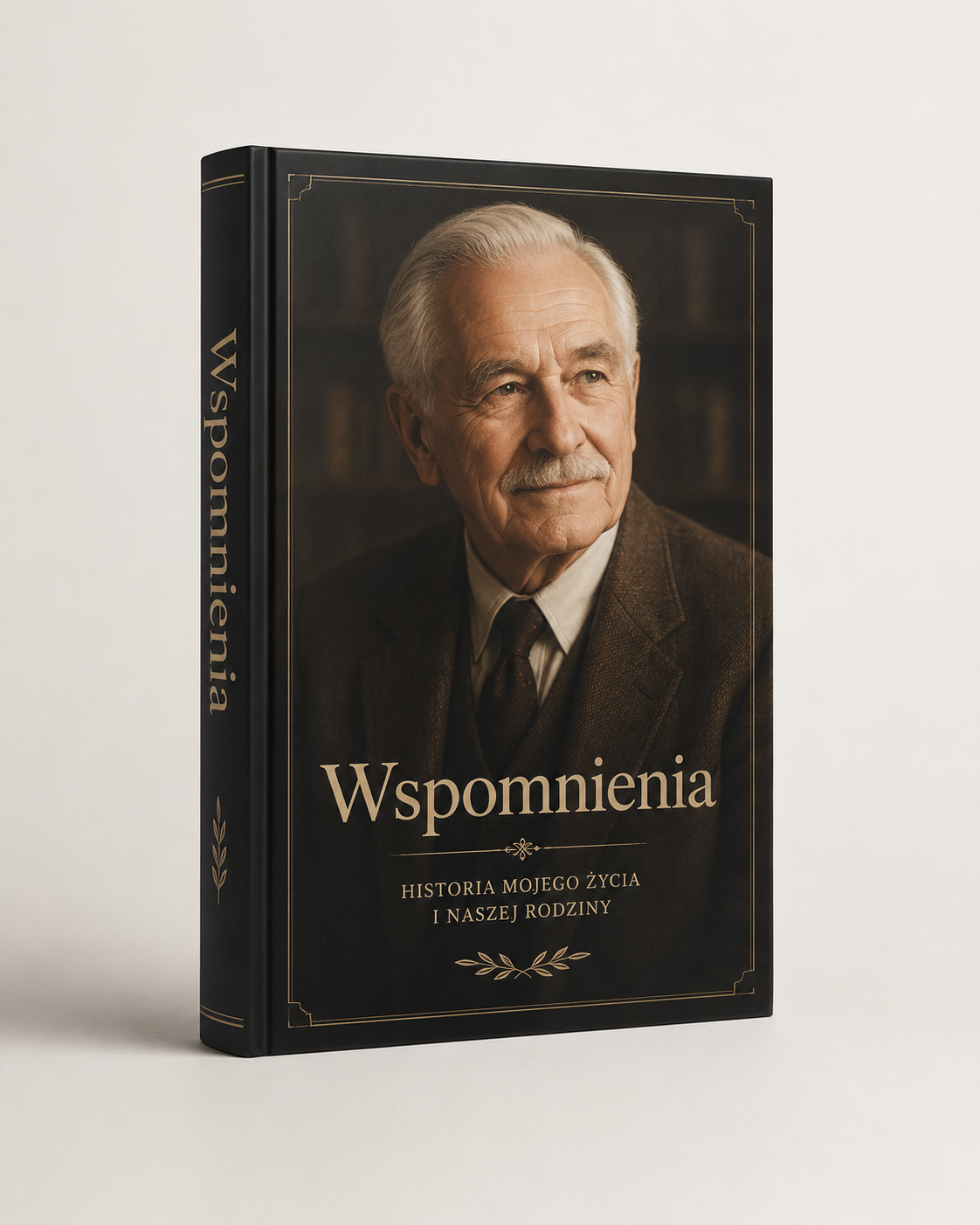 Elegancka książka wspomnieniowa z portretem seniora na okładce